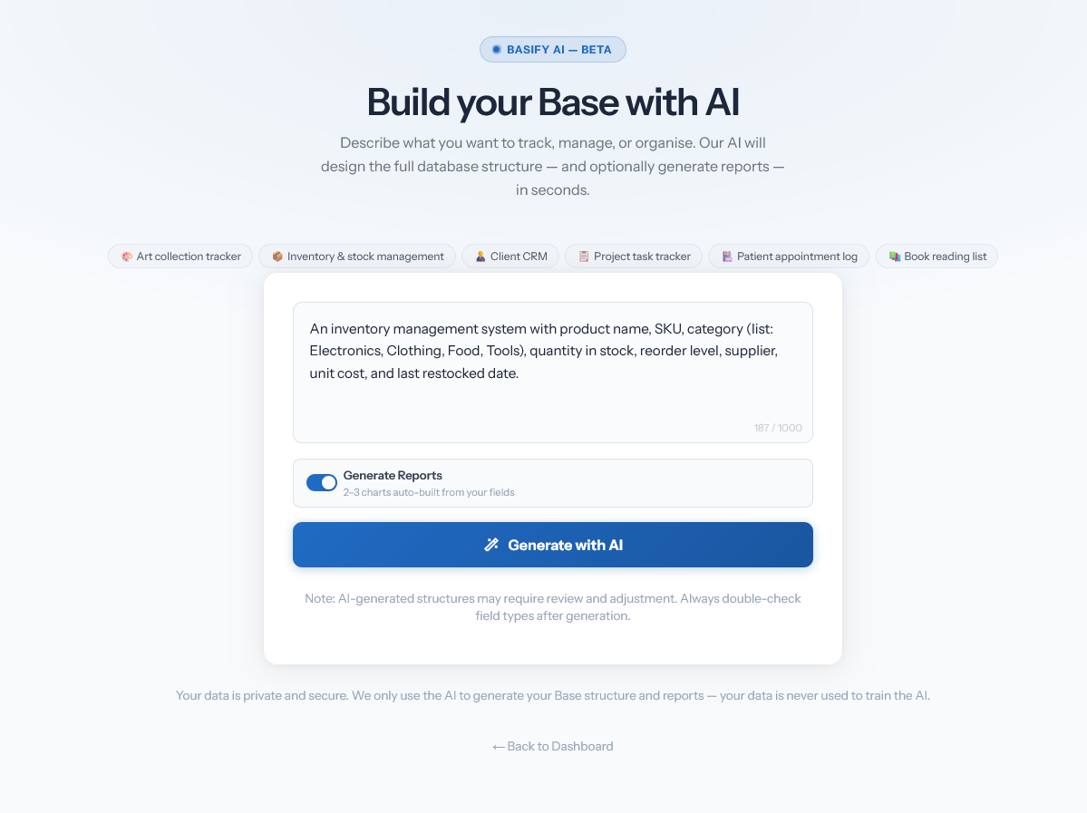 Basify Dashboard Preview